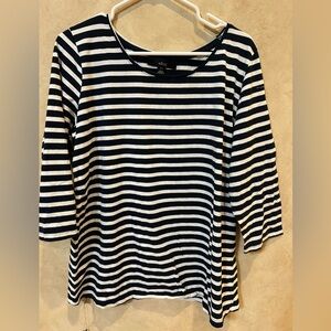 Ellos Navy and White Striped Long Sleeve Top women’s plus 18/20 nautical